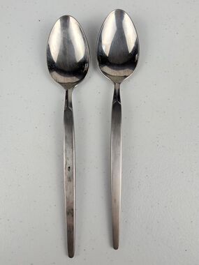 Vintage MCM Dalton Windrim Japan Stainless Steel Flatware 2 Table Serving Spoons